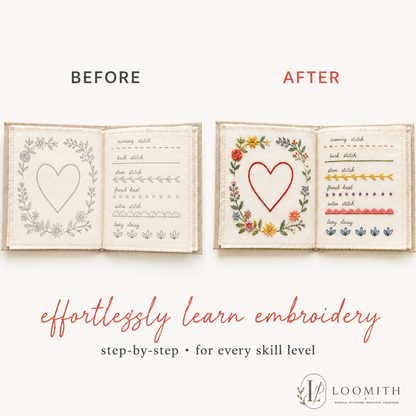 Before and after embroidery stitch book — learn step by step
